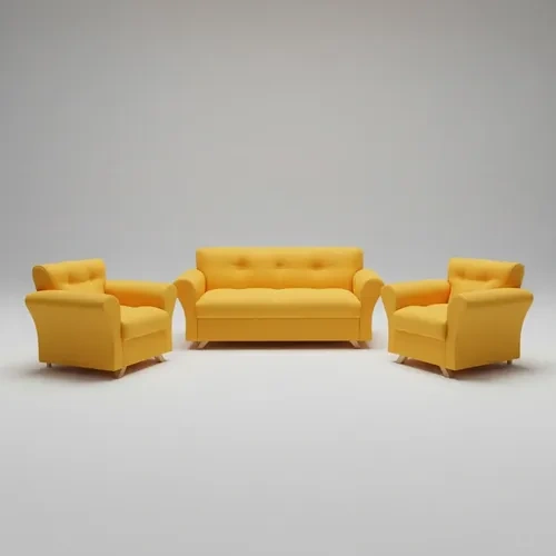 Juego de living Nórdico amarillo, sofá y dos butacas